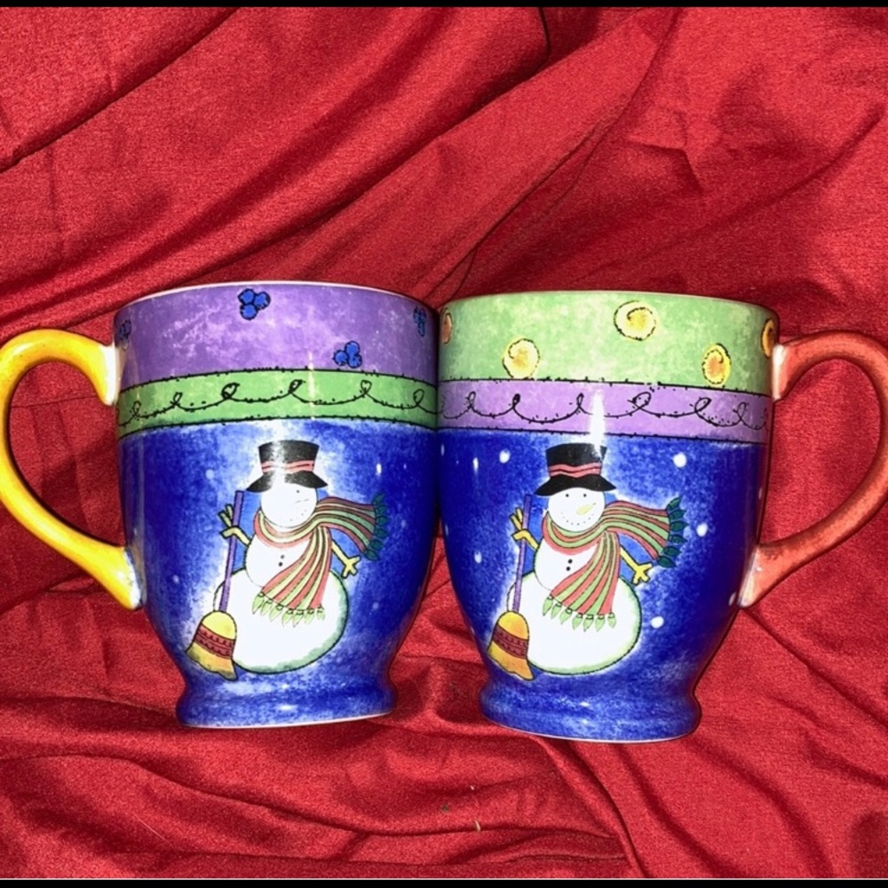 Set of two snowmen mugs